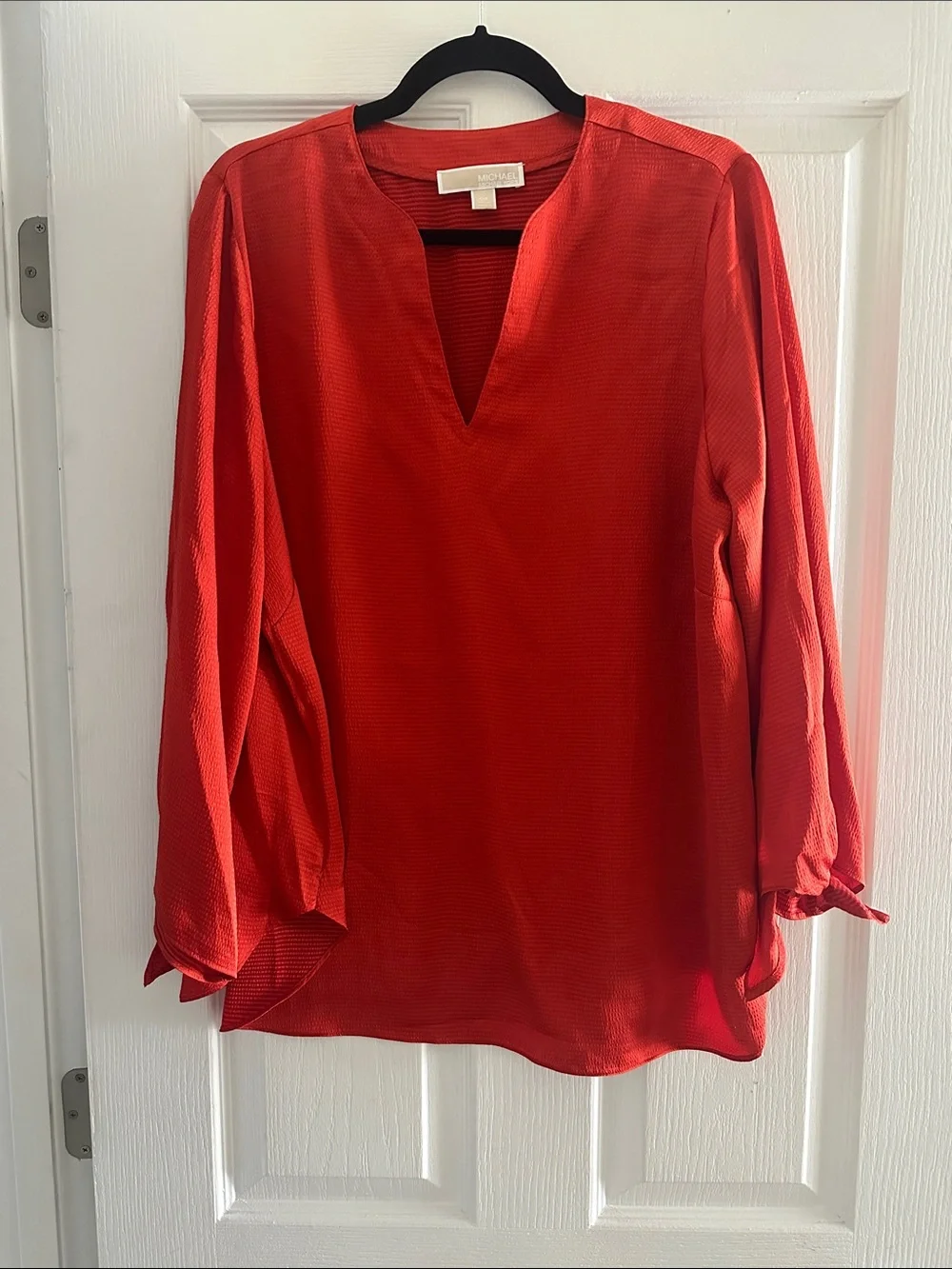 Michael Kors Orange V-Neck Tie-Sleeve Tunic
